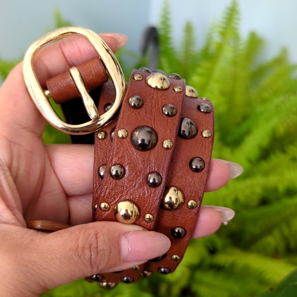 DKNY stud leather belt